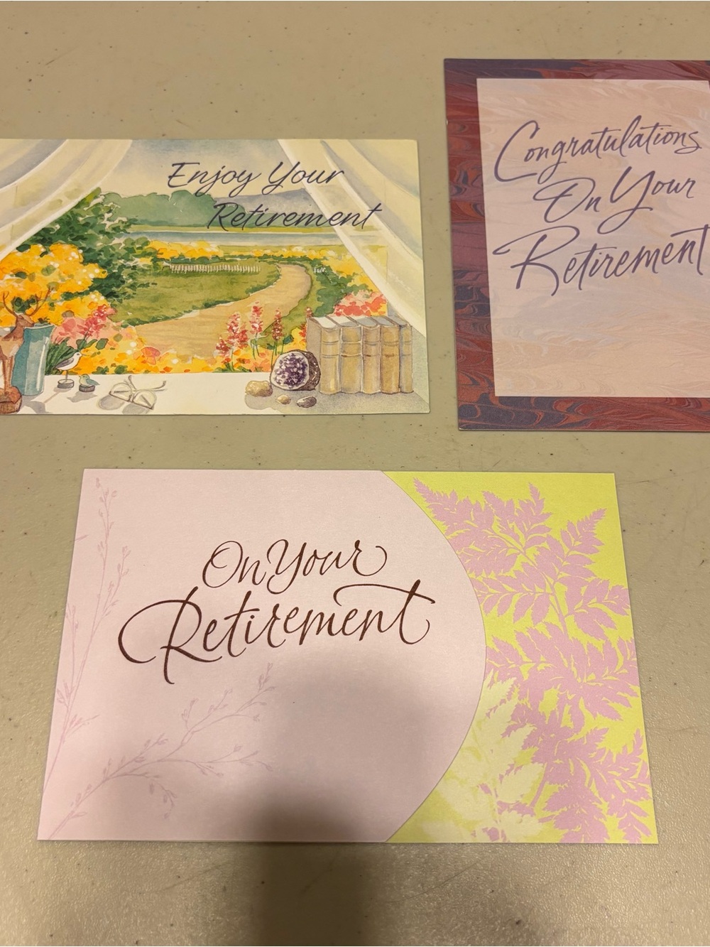 Retirement Greeting Card Trio - Pastel Floral Designs lot of 3 for 4.00